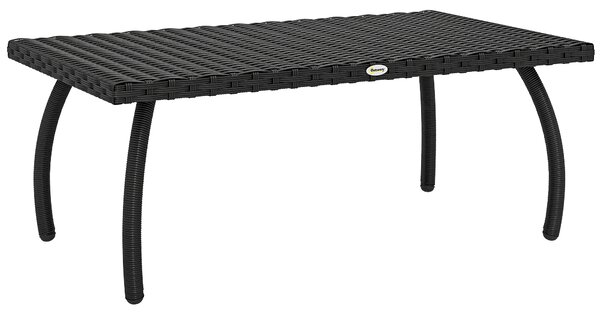 Outsunny PE Wicker Rattan Garden Coffee Table - Black