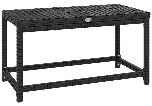 Outsunny Outdoor Coffee Table Side Table with Rectangular Frame for Patio, Balcony, Black