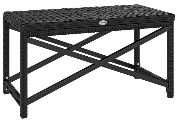 Outsunny Outdoor Coffee Table Side Table with X-Shape Frame for Patio, Balcony, Black