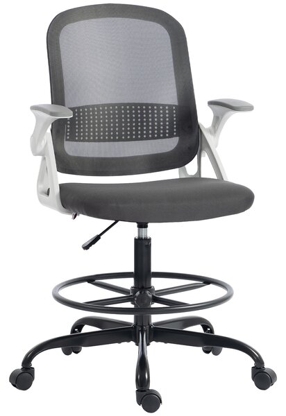 HOMCOM Painting Chair, Mesh Computer Desk Chair with Flip-up Armrests, Grey