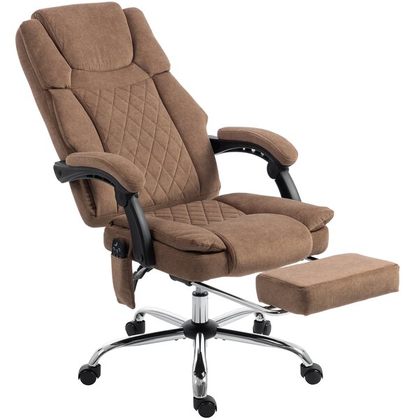HOMCOM Office Chair with 6-Point Vibration Massage and Heat, Executive Computer Desk Chair with High Back, Reclining, Brown