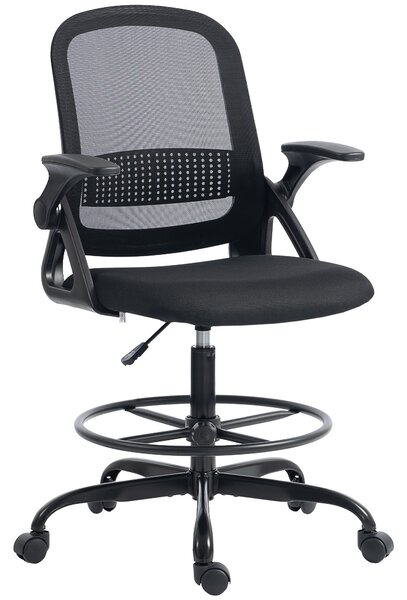 HOMCOM Painting Chair, Mesh Computer Desk Chair with Flip-up Armrests, Black