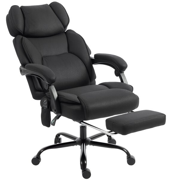 HOMCOM High Back Vibration Massage Office Chair Heated Reclining Computer Chair w/ Adjustable Height, Swivel Wheels, Black