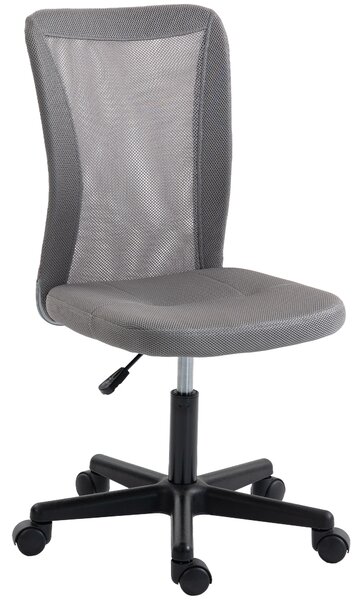 Vinsetto Computer Desk Chair, Mesh Office Chair with Adjustable Height and Swivel Wheels, Armless Study Chair, Grey