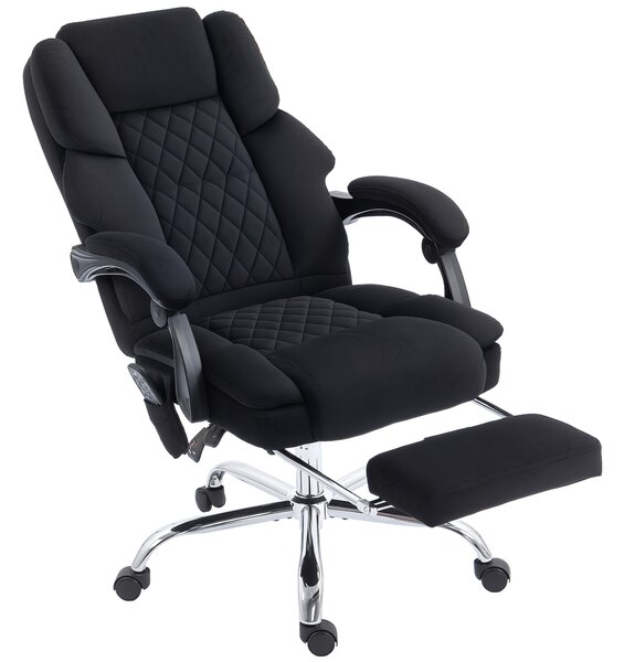 HOMCOM Office Chair with 6-point Vibration Massage and Heat, Fabric Desk Chair with Footrest, High Back, Black