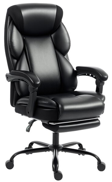 HOMCOM Adjustable Office Chair Reclining Computer Desk Chair with Footrest, Armrest, Casters, Black