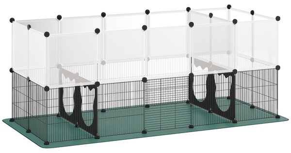 PawHut Pet Playpen with Waterproof Mat, DIY Small Animal Enclosure 34 Panels, Indoor/Outdoor Metal Pet Fence for Guinea Pigs