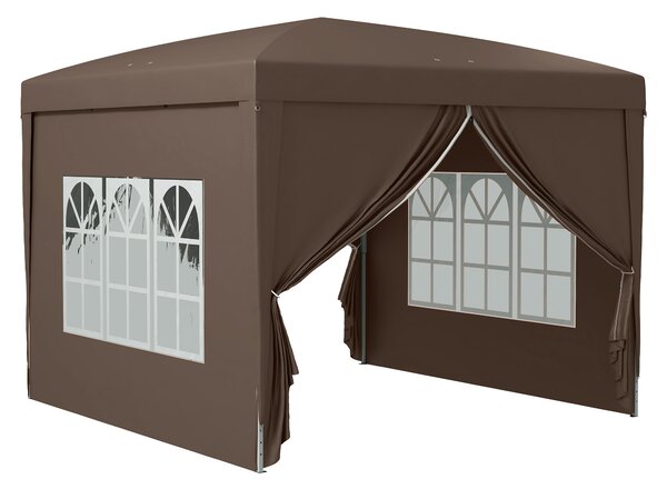 Outsunny 3 x 3m Steel Frame Gazebo, Water Resistant Canopy Tent with Carry Bag for Weddings, Camping & Outdoor Events, Brown Aosom UK
