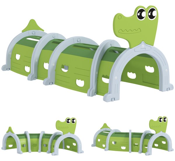 AIYAPLAY Crocodile Design Kids Play Tunnel for Ages 3-6 Crawl and Climb