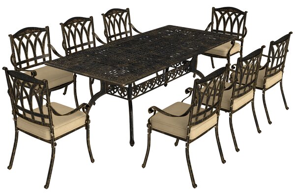 Outsunny Nine-Piece Cast Aluminium Garden Dining Set - Bronze Tone