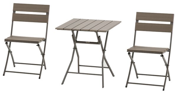 Outsunny 3 Piece Foldable Garden Bistro Set Patio Furniture Set with Table and 2 Chairs for Conservatory Balcony Terrace, Grey