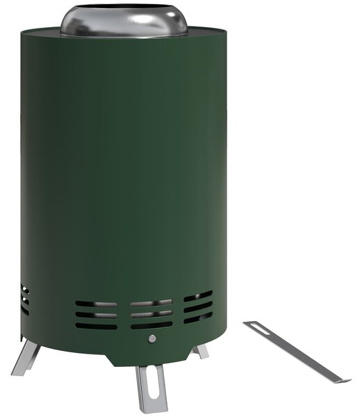 Outsunny Smokeless Fire Pit, 16 x 16 cm Stainless Steel Portable Wood Burning Firepit with Poker for Garden Camping Bonfire Party, Green