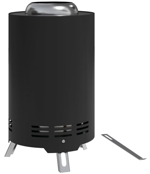 Outsunny Smokeless Fire Pit, 16 x 16 cm Stainless Steel Portable Wood Burning Firepit with Poker for Garden Camping Bonfire Party, Black
