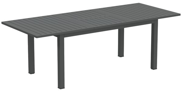 Outsunny Aluminium Extending Garden Table with Slatted Top for 6-8 Person, 160/220 x 90 x 73 cm, Grey