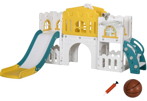 AIYAPLAY 7 in 1 Toddler Slide for 1-3 Years with Basketball Hoop, Aosom UK