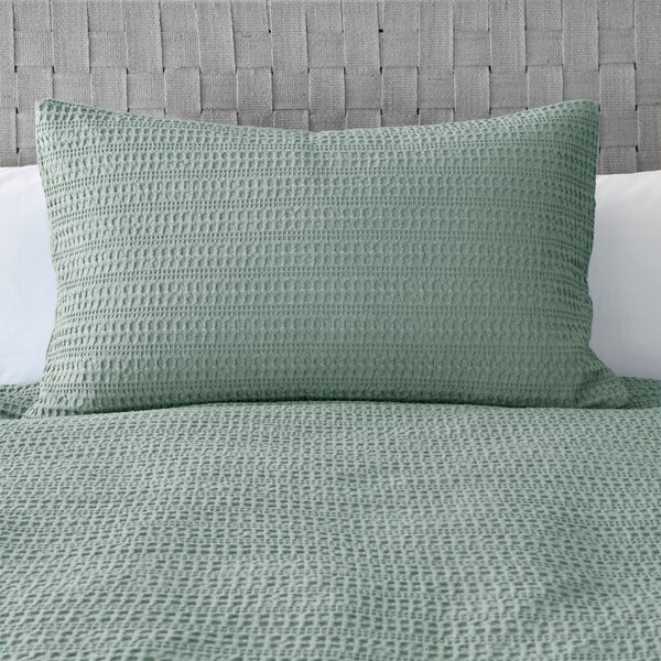 Amberley Waffle Cotton Lilypad Duvet Cover and Pillowcase Set Light Green