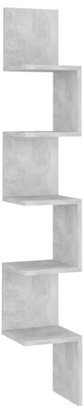 Wall Corner Shelf Concrete Grey 20x20x127.5 cm Engineered Wood