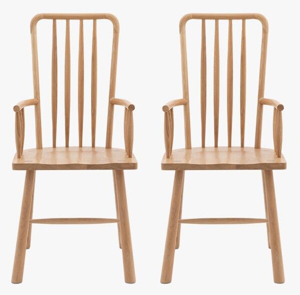Rebecca Oak Dining Chair with Arms - Set of Two