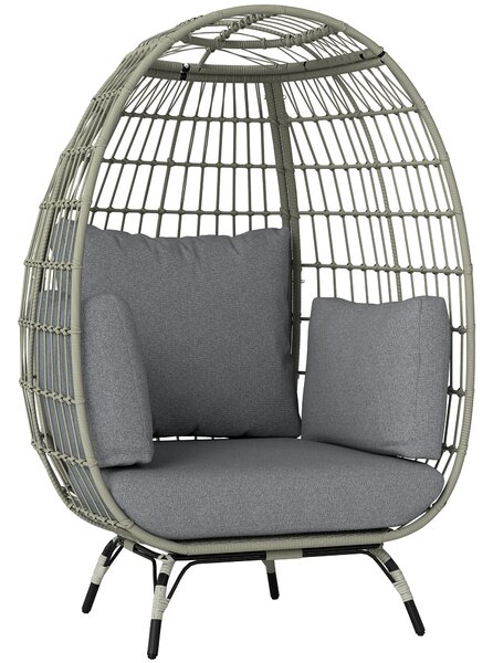 Outsunny Rattan Egg Chair with Cushions and Pillows, Charcoal Grey