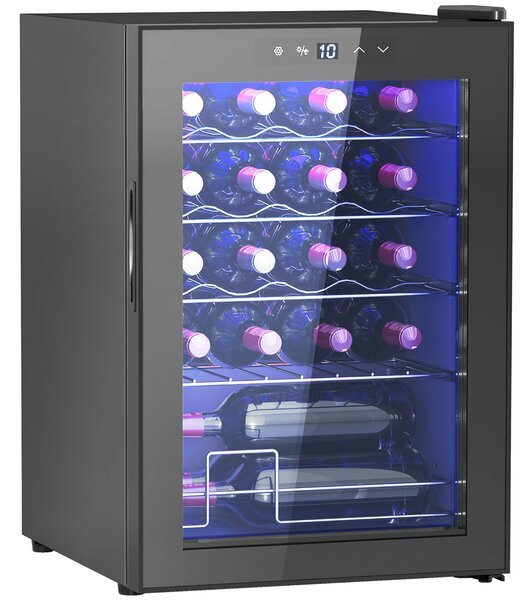 HOMCOM 20 Bottle 5-18℃ Countertop Wine Fridge - Black