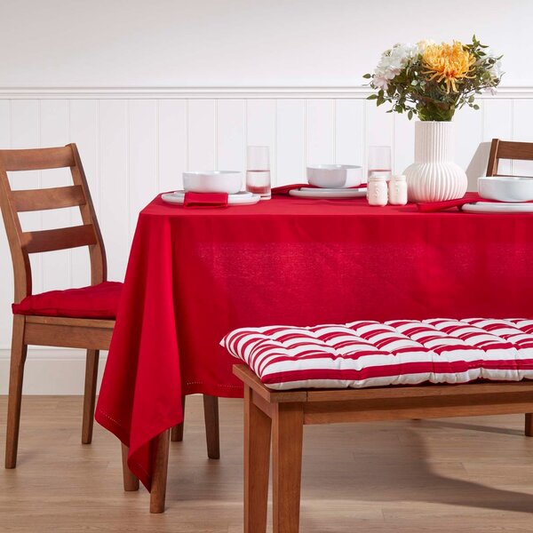 Homescapes Red Stripe Bench Seat Pad Cushion 3 Seater