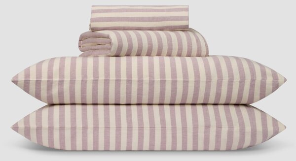 Elderberry Pembroke Stripe Linen Blend Sheet Set | Single | Piglet in Bed
