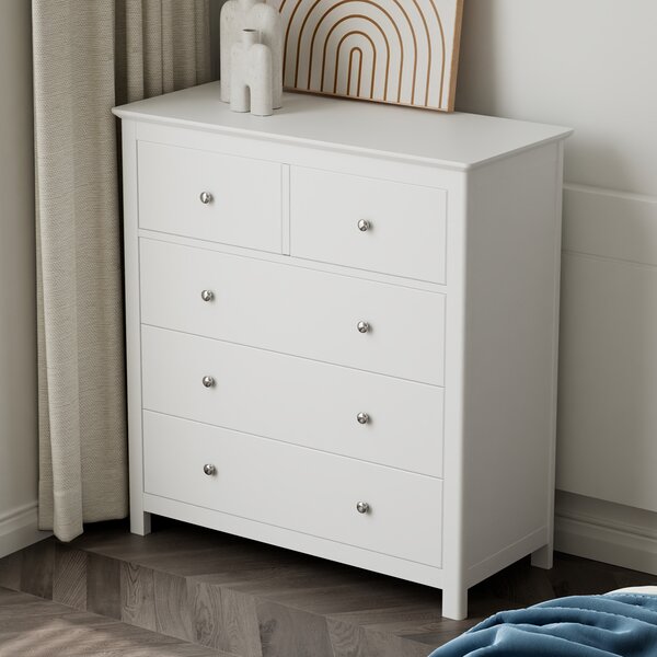 Norton Wooden Chest Of 5 Drawers - White