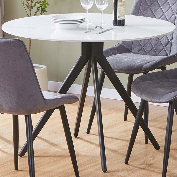 Arta Sintered Stone Round Dining Table - White Gloss
