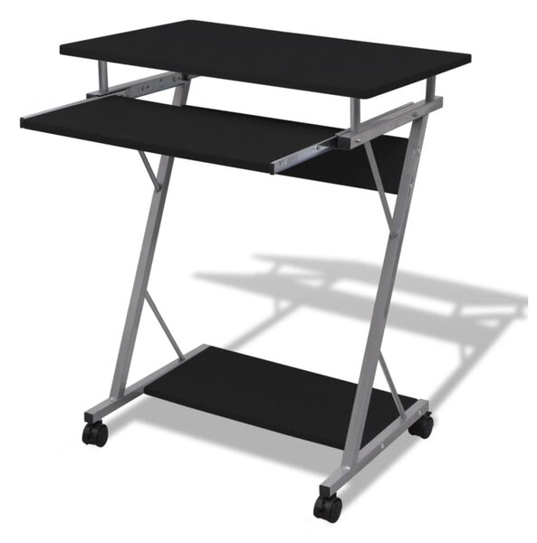 Berwyn Wooden Laptop Desk With 2 Shelves In Black