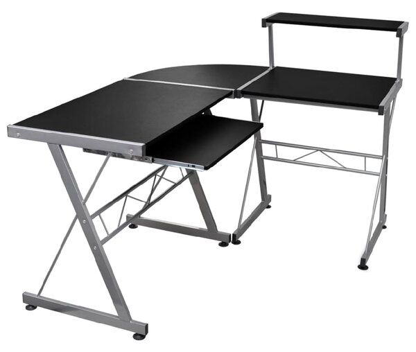 Boulder Wooden Corner Computer Desk In Black