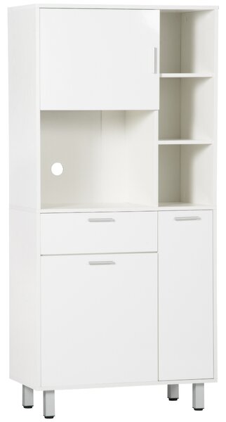 HOMCOM Freestanding Kitchen Pantry Cabinet with Shelves, Drawer, Modern Storage Unit, 166cm, White