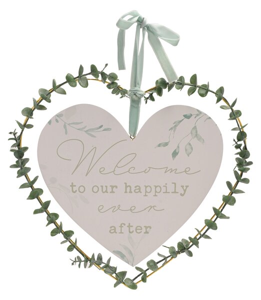 Love Story Welcome To Our Happily Ever After Heart Hanging Ornament White