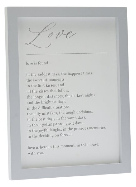 Amore 'Love Is' Verse Framed Print Grey