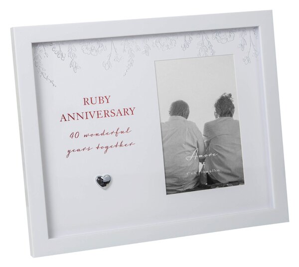 Amore Ruby Wedding Anniversary Photo Frame White