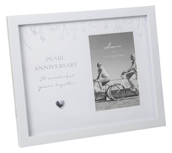 Amore Pearl Wedding Anniversary Photo Frame White