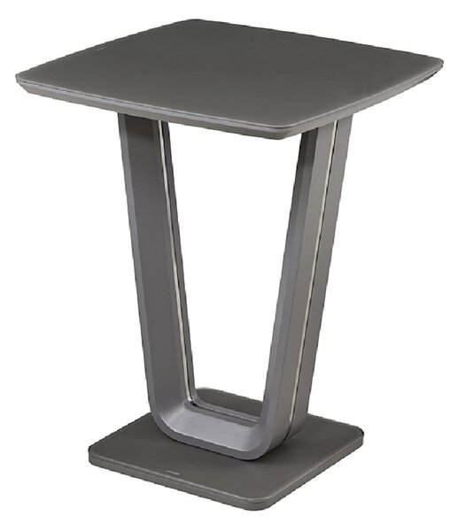 Langley Wooden Bar Table With Glass Top In Graphite