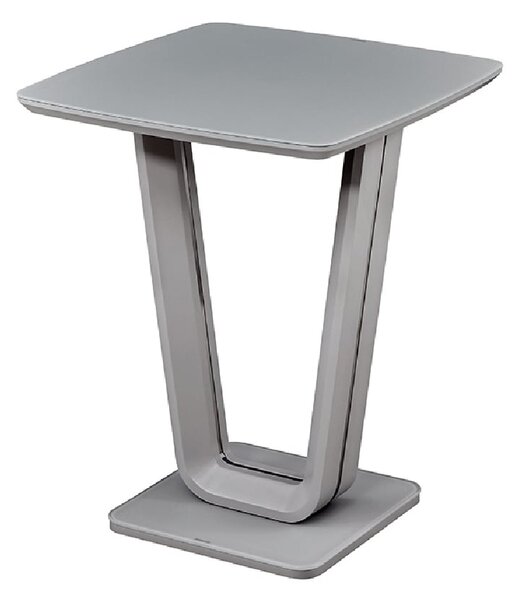 Langley Wooden Bar Table With Glass Top In Grey