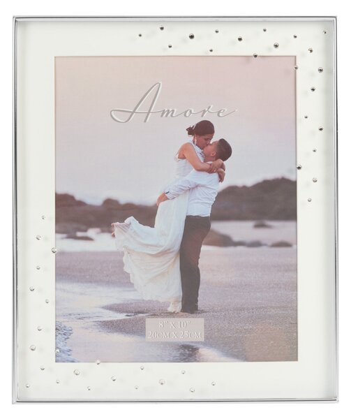 Amore Silver Plated Crystal Box Photo Frame Silver