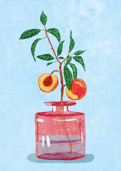 Art Print Peach Tree in Vase, Raissa Oltmanns, (30 x 40 cm)