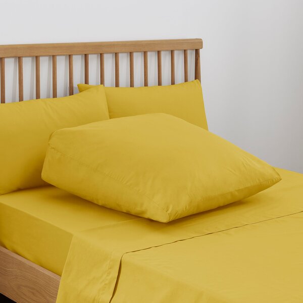 Pure Cotton Wedge Pillowcase Yellow-Ochre
