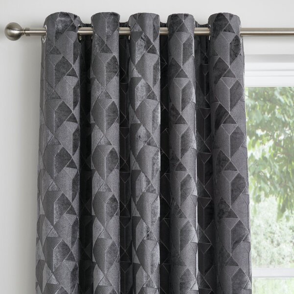 Appletree Boutique Quentin Jacquard Slate Eyelet Curtains Slate