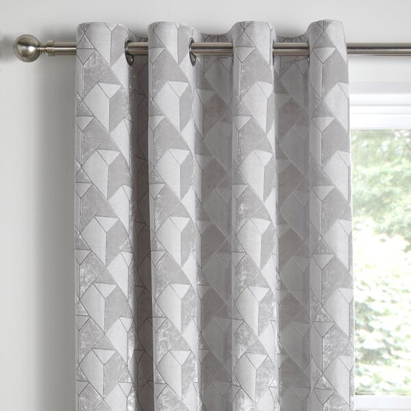 Appletree Boutique Quentin Jacquard Silver Eyelet Curtains Silver