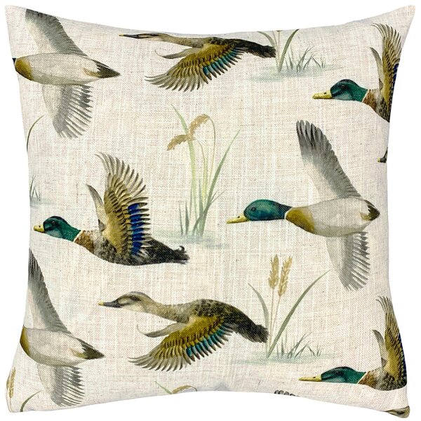 Country Duck Pond Cushion Blue/Yellow/White