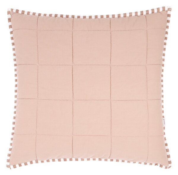 Yard Hebden Stripe Cotton 55cm x 55cm Filled Cushion Pecan Cotta
