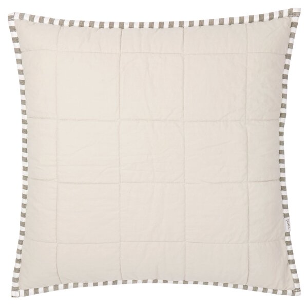 Yard Hebden Stripe Cotton 55cm x 55cm Filled Cushion Mole Stone