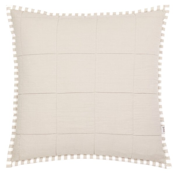 Yard Hebden Stripe Cotton 55cm x 55cm Filled Cushion Natural Stone