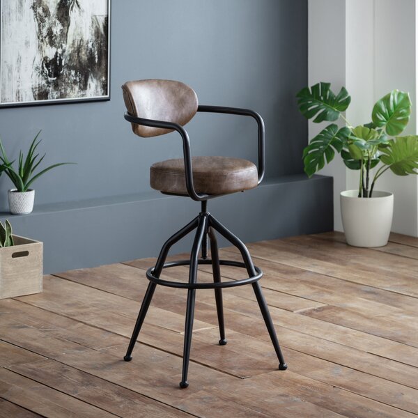 Barbican Bar Stool Brown Faux Leather Brown