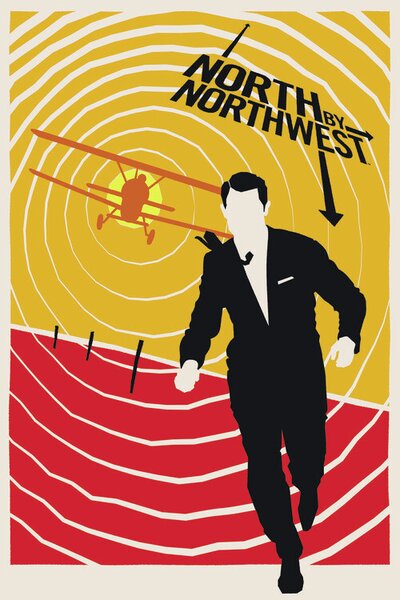 Art Poster North by Northwest - Alfred Hitchcock, (26.7 x 40 cm)