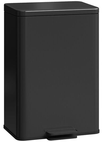 HOMCOM 20L Kitchen Bin with Soft-Close Lid, Stay-Open Function, Stainless Steel Pedal Bin with Removable Inner Bucket, Matte Black Aosom UK