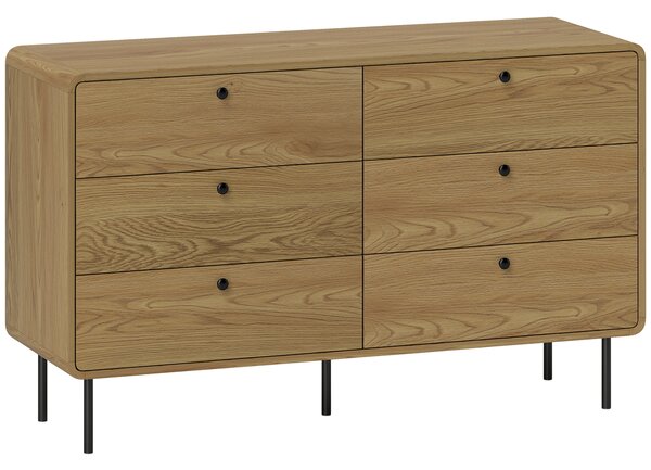HOMCOM Chest of Drawers, 6 Drawer Dresser - Oak